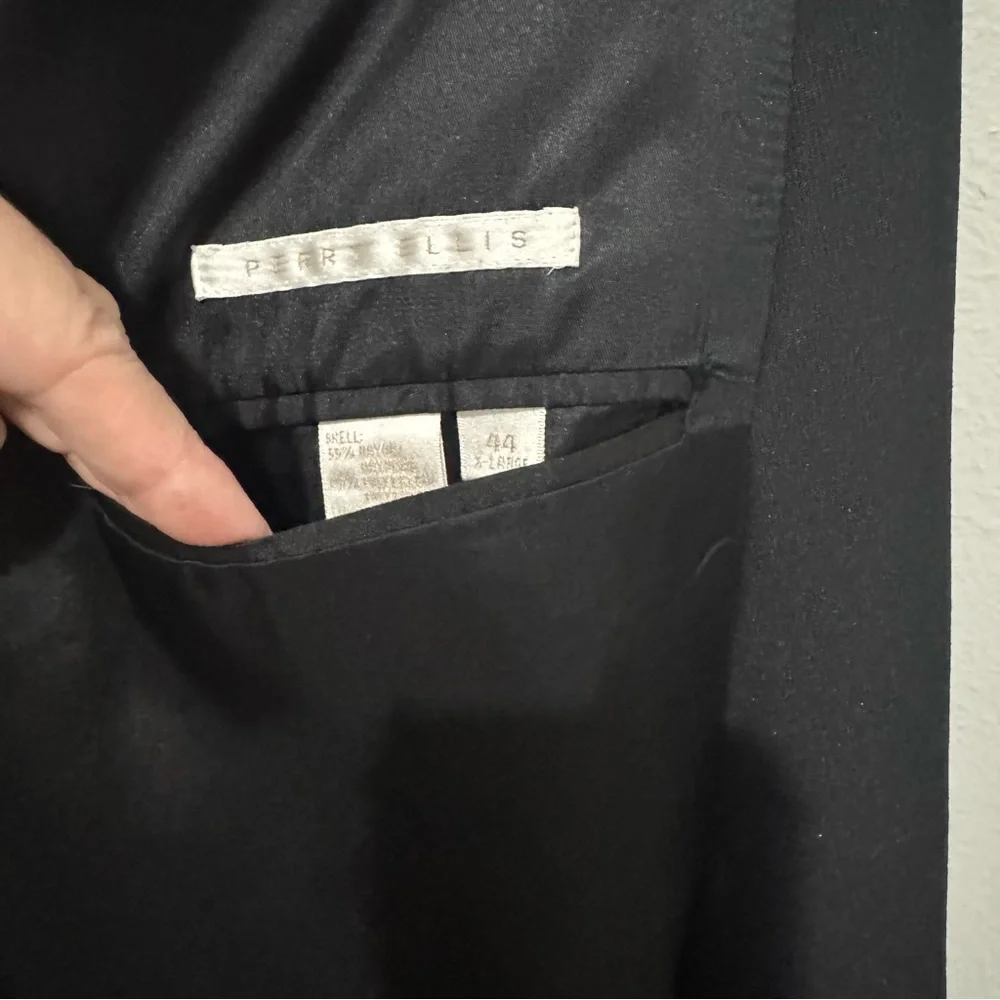 Perry Ellis Mens Blazer‎ Jacket Suit Coat Black 44 XL  Notched Single Breasted